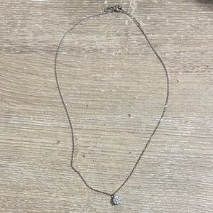 Vintage S925 Stamped Silver Necklace with Crystal Pendant